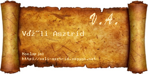 Váli Asztrid névjegykártya